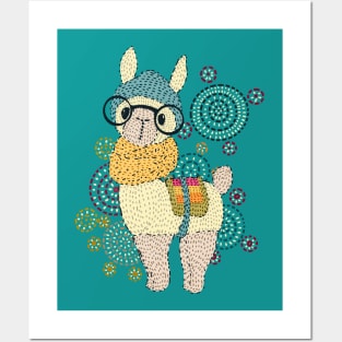 Cute dotted llama Posters and Art